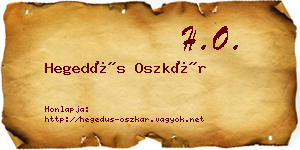 Hegedűs Oszkár névjegykártya